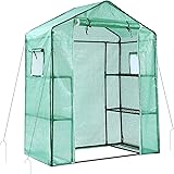 Ohuhu Greenhouse for Outdoors with Observation Windows New Version, Small Walk-in 3 Tiers 6 Shelves Stands Plant Green House 