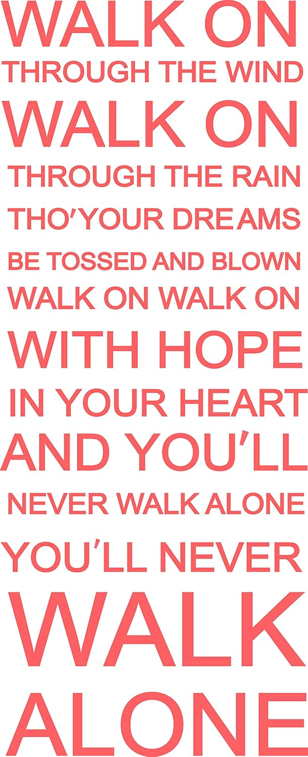 Room Decor Youll Never Walk Alone Quotes Wall Decals Walk On Through The Wind Walk On Through The Rain Song Lyrics Quotes Decal Wall Words Sayings Removable Lettering Wall Art Sticker Wall
