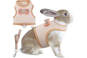 AIITLE No-Choke Rabbit Harness & Leash - Double-Layer Mesh, Reflective Safety Strap for Indoor/Outdoor Use, Perfect for Small Pets (Squirrels, Puppies, Holland Lops) Beige M