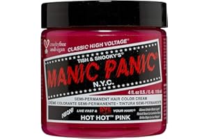MANIC PANIC Hot Hot Pink Hair Dye - Classic High Voltage - Semi Permanent Cool-toned Medium Neon Pink Hair Color That Glows In Blacklight - Vegan, PPD & Ammonia Free (4oz)