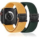 Braided Stretchy Bands for Apple Watch Ultra 3/2 Band 49mm 46mm 45mm 44mm 42mm Men Women,Parachute Buckle Woven Nylon Wristband Sport Solo Loop Strap for iWatch Ultra Series 11 10 9 8 7 6 5 4 3 SE3/2