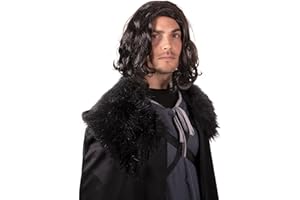 Narwhal Novelties Shoulder Length Black Hair Wig for Men – Medium Length Curly Hair Wig Men for Cosplay, Halloween, Role Play, 70s-80s Themed Parties - Natural Look Synthetic Mens Wigs for Adults