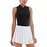 LastFor1 Women's Golf Polo Sleeveless Shirt Zip-Up UPF 50+ UV Protection Athletic Tops Slim Fit Quick Dry Lightweight