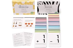 Think Tank Scholar Addition and Subtraction Flash Cards - 150 Facts 1-12 - Sub Facts 1-15 - Award Winning Math Games - Learn Add & Subtract - Kids Ages 4-8 in Kindergarten, 1st, 2nd, 3rd, 4th Grade