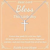 Myfresty 925 Sterling Silver Cross Necklace for Boys - Small Dainty Faith Cross Necklaces for Kids Pendant Jewelry Gifts for Teenage, First Communion Baptism Birthday Easter