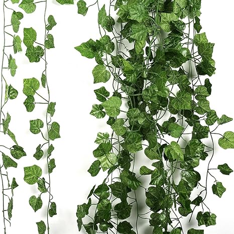 Amazon 観葉植物 12本 壁掛け インテリアグリーン アイビー 藤 光触媒 フェイクグリーン グリーン 植物 吊り 3スタイル ブドウの葉 人工観葉植物 オンライン通販