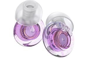 Yawsoy Purple Silicone In-Ear Ear Plugs, 2 Pack High Fidelity Ear Plugs for Concerts, Raves, Work, Musicians, 5 Pair Ear Tips in S/M/L, 18-25 dB Noise Cancelling