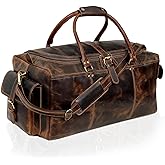 Large Italian Leather Duffle Travel Weekender Overnight Sports Duffel Bags For Men And Women- 22 Inch