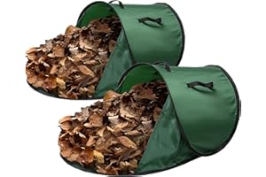 LFUTARI 2 Pcs Foldable Pop Up Leaf Collector, Miniature Leaves Pickup and Loader Bag, Lawn Portable Leaf Bags for Cleaning Up Garden Weeds Branches Waste Trash