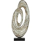 Deco 79 Mother of Pearl Shell Abstract Decorative Sculpture Swirl Home Decor Statue with Black Base, Accent Figurine 12" x 5" x 29", Gray