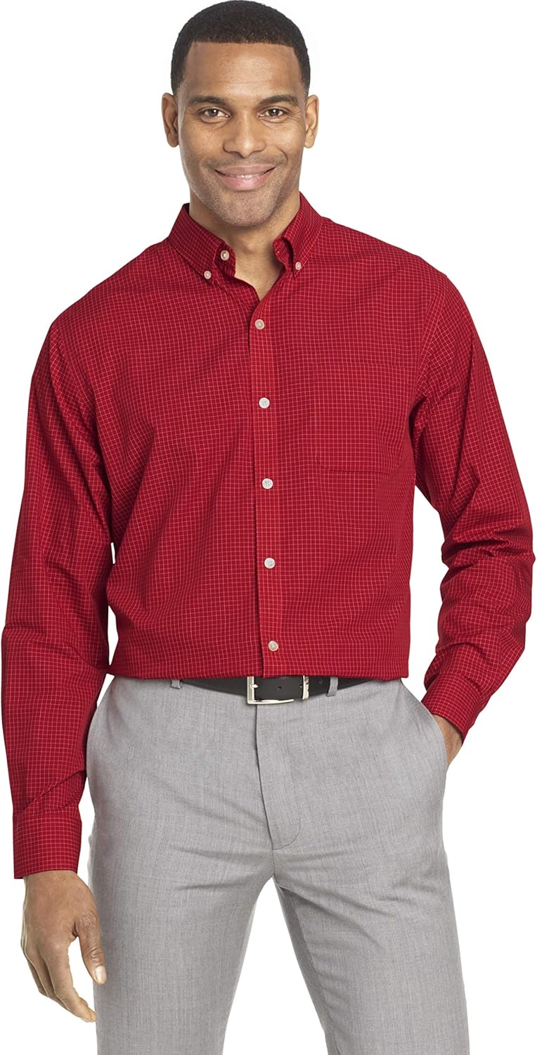 Van Heusen Men's Wrinkle Free Poplin Long Sleeve Button Down Shirt at  Men’s Clothing store
