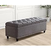 Grepatio 51" Ottoman Storage Benches, 30 Gallons End of Bed Storage Bench, Large Rectangular Ottoman, Button-Tufted Ottoman with Storage for Living Room Bedroom, Foot of Bed (Gray)
