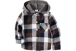 KIMI BEAR Baby Toddler Boys Long Sleeve Shirt Flannel Buffalo Plaid Shirts Button Down Jacket Top Outfit Fall Winter Clothes