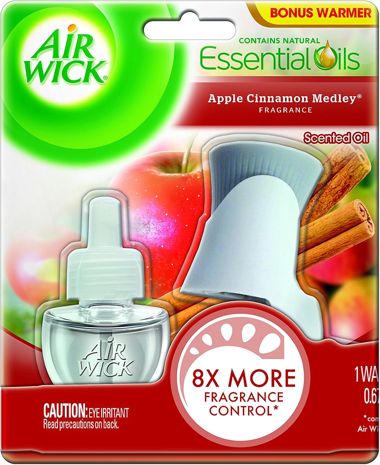 Air Wick Scented Oil Plug in Air Freshener Starter Kit, Apple Cinnamon Medley Scent, 1 Count