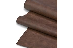 SARANDAVE Faux Leather Fabric, Thick Durable Synthetic Repholstery Leather Vinyl, Soft Touch Distressed DIY and Craft Material - Individual 1 Foot Cut 12"x54" (Cocoa)