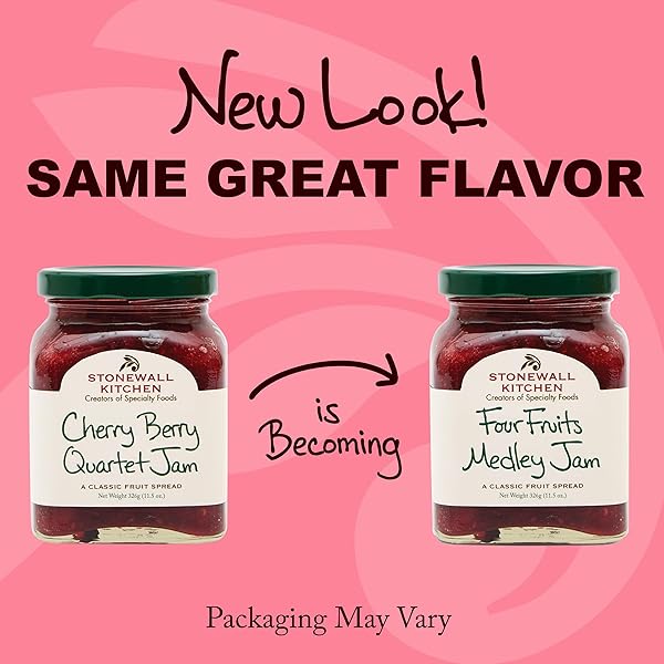 STONEWALL KITCHEN FOUR FRUITS MEDLEY JAM, 11.5 OZ (FORMERLY CHERRY BERRY QUARTET JAM)