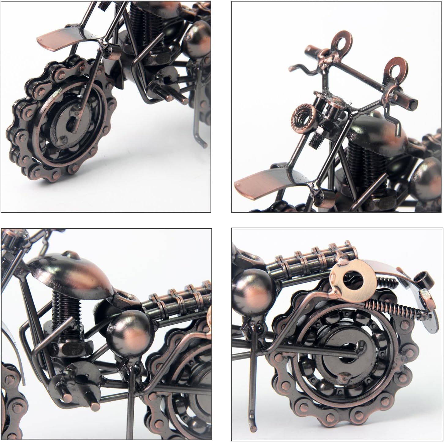 Signstek Vintage Handcrafted Iron Motorbike Model Bronze Metal Motorcycle Ornament Collectible Gift for Motorcycle Lovers for Him or Dad - Image 5