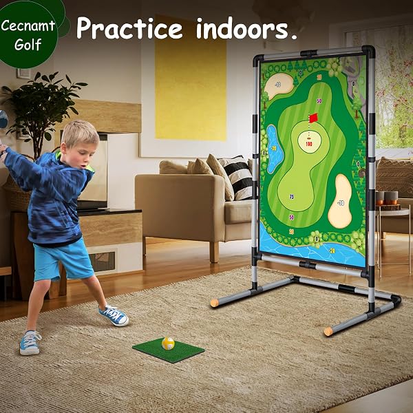 CECNAMT GOLF CHIPPING GAME – BATTLE GOLF WITH DOUBLE-SIDED HITTING MAT & STAND, CHIP STICKY PRACTICE GAME FOR ADULTS & KIDS, INDOOR & OUTDOOR
