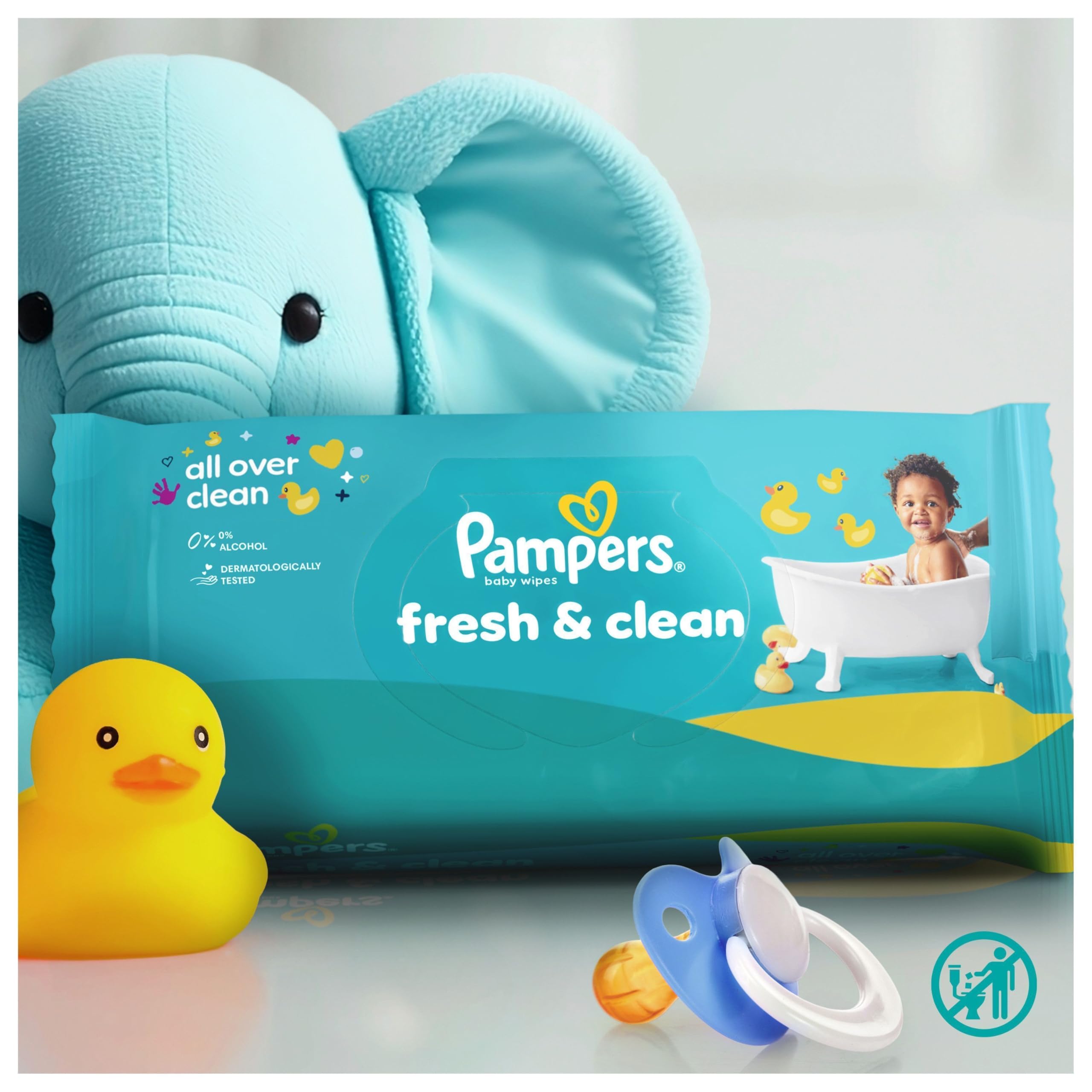 Pampers Fresh Clean Feuchttücher 15 Packungen mit 80 Stück, 1200 Feuchttücher, milder Duft, auch für Hände und Gesicht geeignet 2