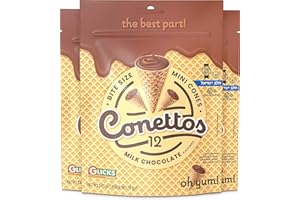 Glicks Conettos, Milk Chocolate Filled Waffle Cone Bites (3 Pack – 36 Mini Waffle Cones) | Crunchy Ice Cream Cone Tips Filled with Heavenly Chocolate | Kosher | Bite Sized Snacks | Brithday Cake Topper