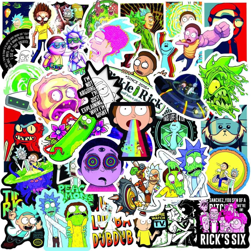 100PCS Rick and Morty Stickers,Waterproof Stickers for Laptop Skateboard Water Bottles Computer Phone Cute Anime Stickers (Rick and Morty)