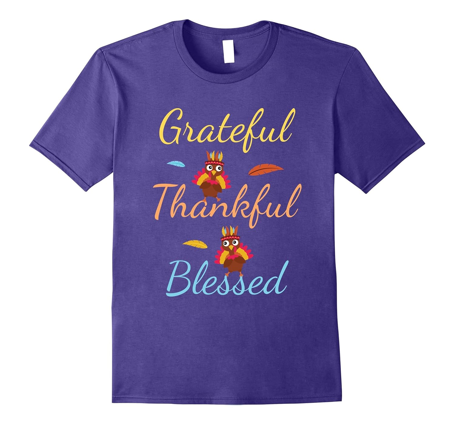 Grateful thankful blessed thanksgiving holiday turkey shirt-ANZ