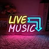 Neonawall Live Music Neon Sign for Wall Decor Light Up Letters Business Led Sign Music Birthday Party Gifts Led Decorative Night Signs Room Decorations Christmas Gift for Bar Club Opening Musician