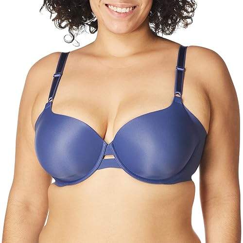 Warner's Women's Blissful Benefits Underarm-Smoothing Comfort Underwire Lightly Lined T-Shirt Bra RA3561W, Button Blue, 38C