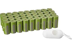 Amazon Basics Dog Poop Bags with Dispenser, 540 Count, Enhanced for Guaranteed Leakproof, Lavender Scented, Includes Leash Clip
