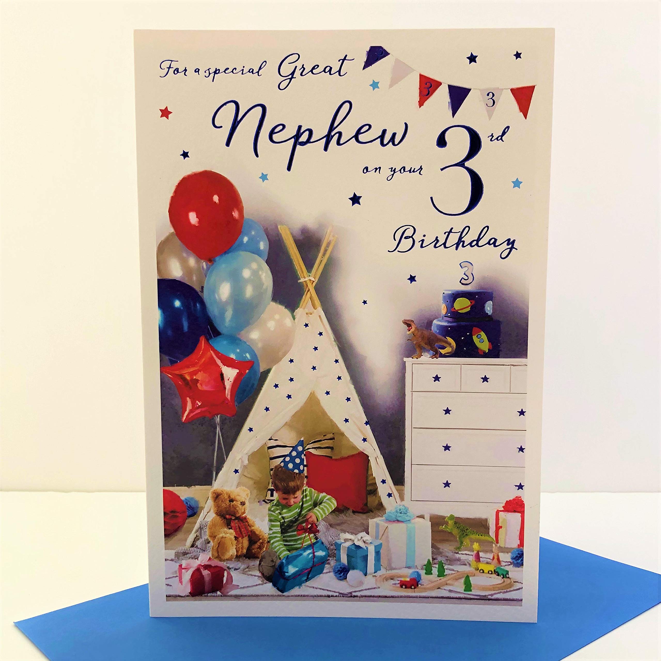 ICG Great Nephew On Your Age 3 3rd Birthday Card - Boy Bedroom