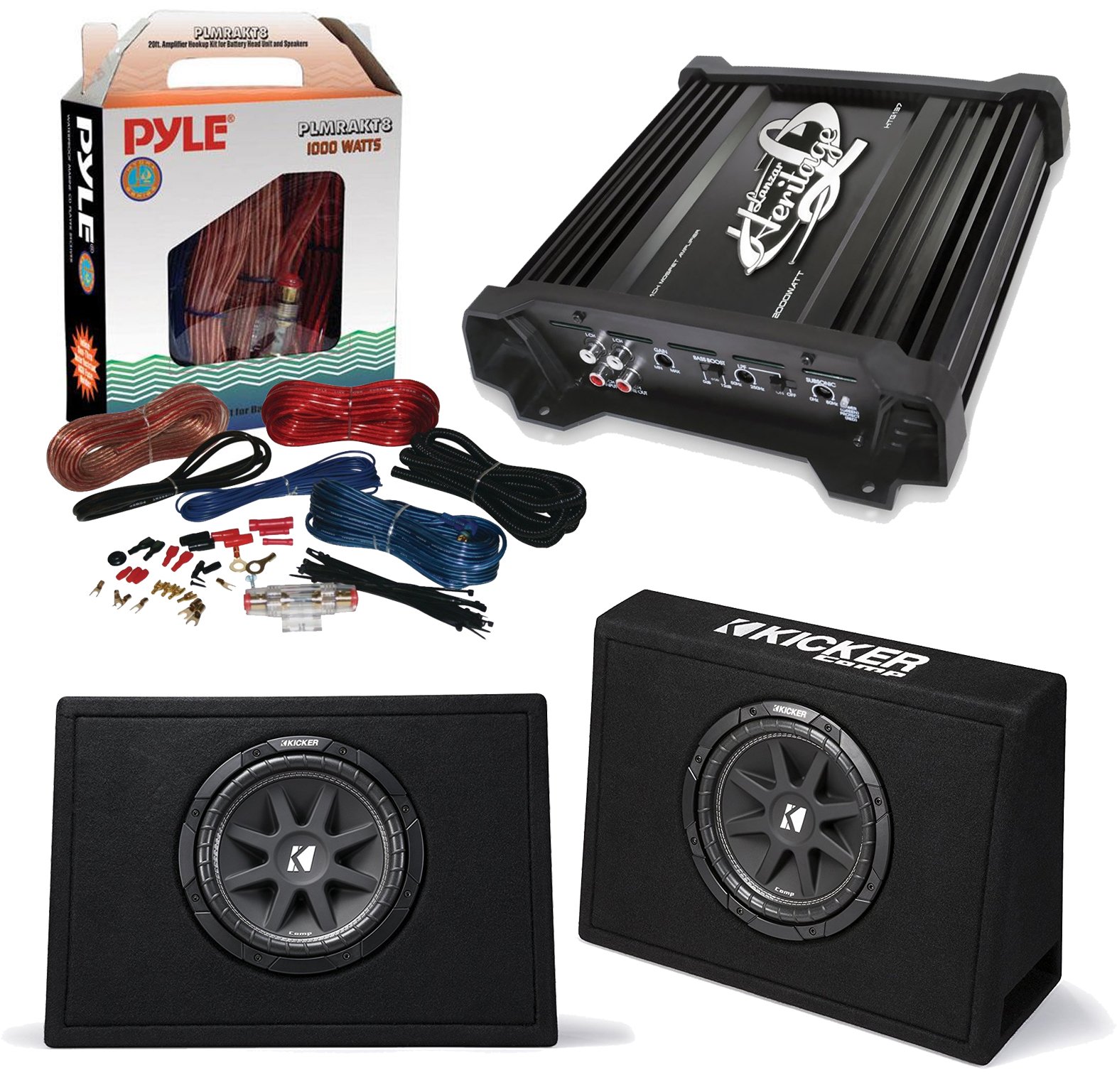 Car Subwoofer And Amp Combo: 2x Kicker 