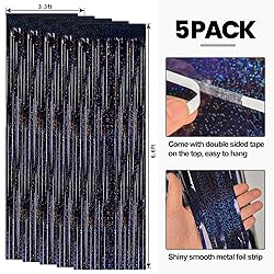 PABUES 5 Pack 3.3ft x 6.6ft Laser Black Tinsel