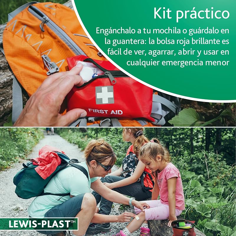 LEWIS PLAST Kit Completo de Primeiros Socorros 92 peças de primeiros socorros ao ar livre - kit que atende aos padrões europeus para atividades internas e externas