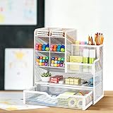 Marbrasse Mesh Desk Organiser Multifunctional Pen Holder White 26x23x10 cm view 7