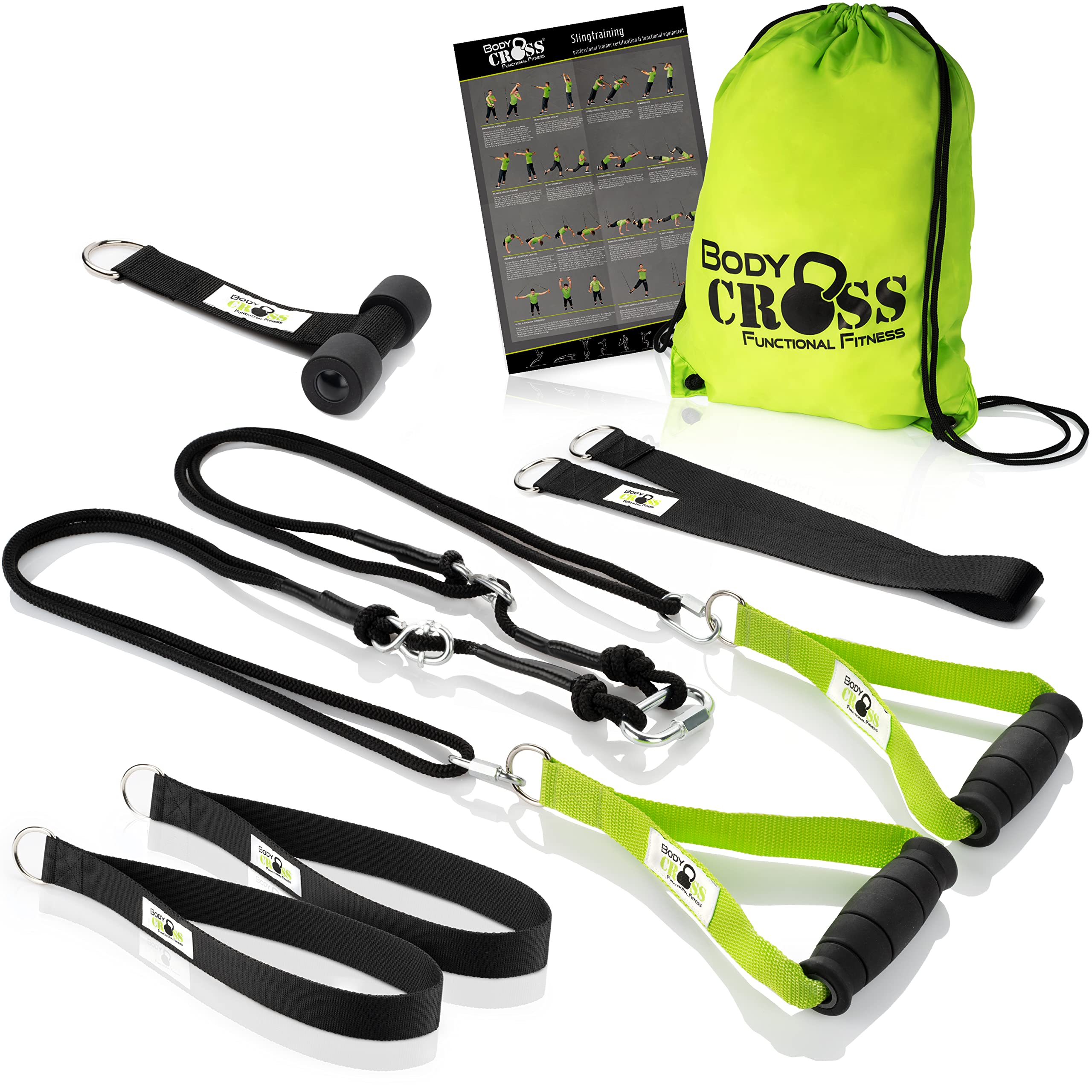Premium sling Suspension Trainer with Door Anchor and Certificate InBuB Seal, Includes Exercise Guide and Training Plan. Handmade Lime Without Spacer
