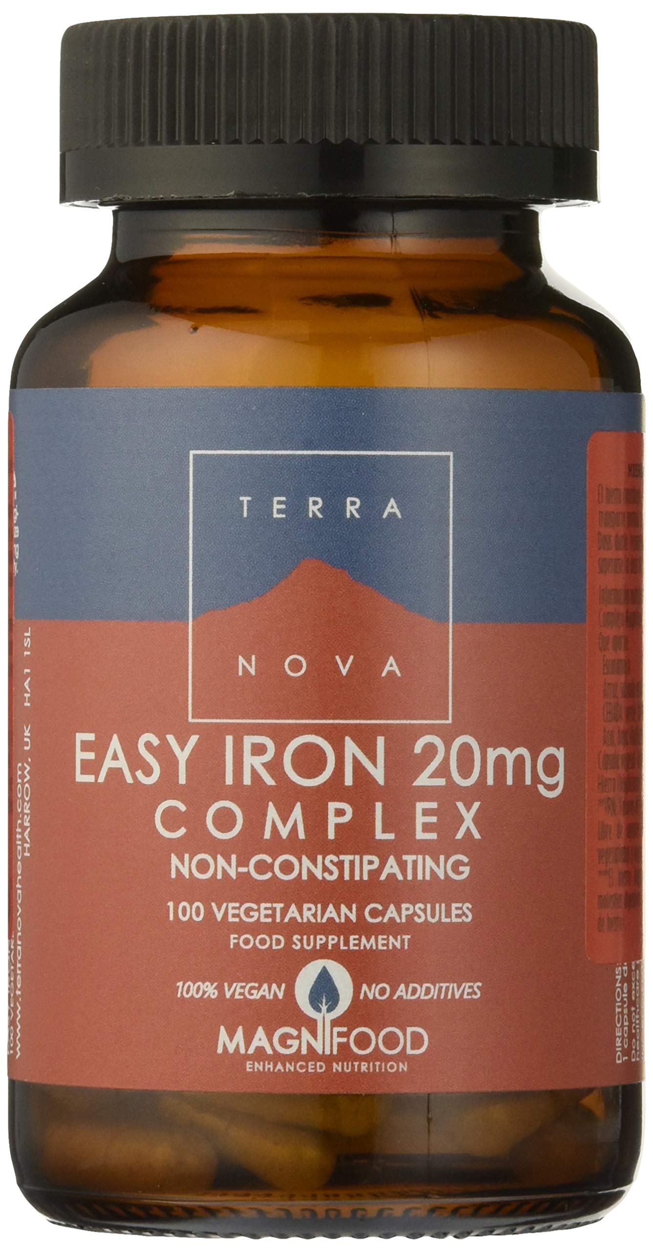 Terranova Easy Iron 20mg Complex Non Constipating 100 Veg Capsules