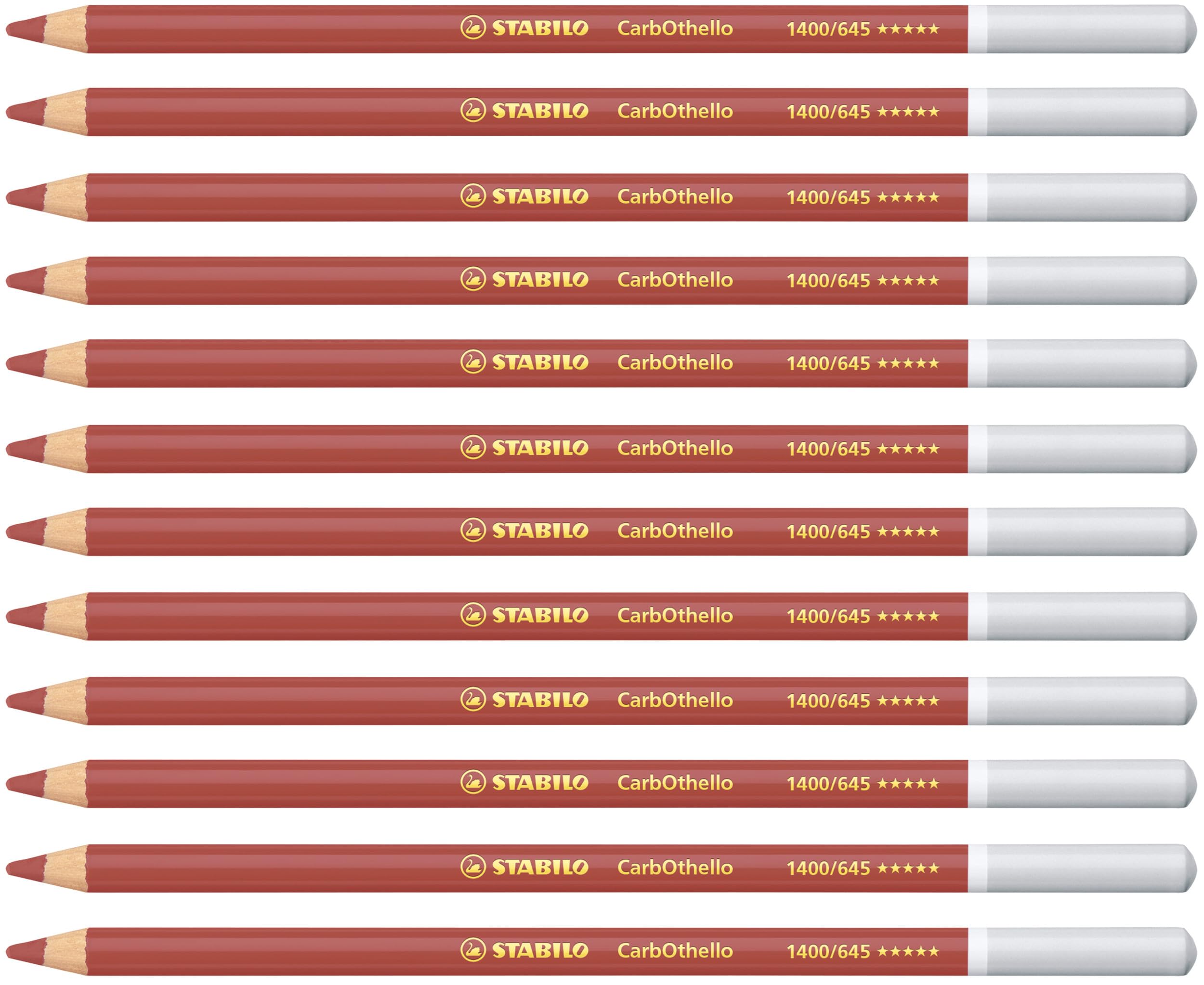STABILO CarbOthello - Chalk-Pastel Pencil - Pack of 12 - Caput Mortuum Red