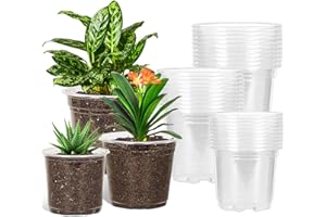 JERIA 30 Pack 5/6/7 Inch Clear Nursery Pots with Drainage Holes, Clear Plant Pot for Planting, Transparent Plastic Plant Pots,Durable Seed Starting Pot for Succulents