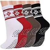 Grip Pilates Crew Socks for Women, Non Slip Yoga Socks with Grips for Barre Hospital Grippy Sticky Sock