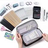 WEMATE Large Pencil Case Canvas 5 Compartments 9x4.3x2.4in Black view 2