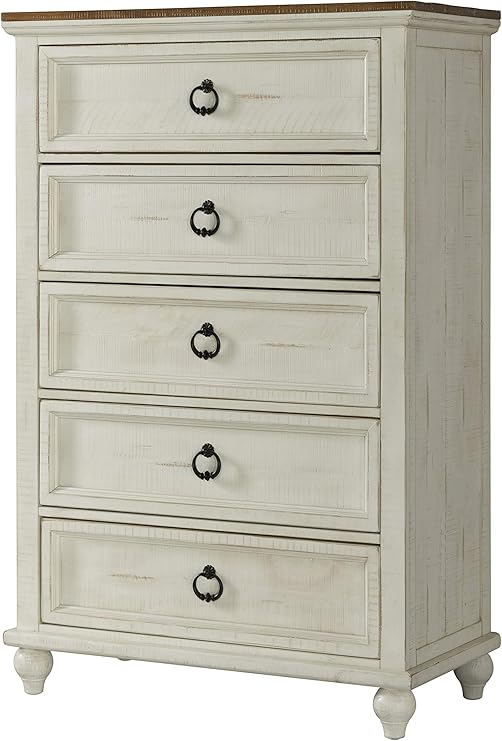 Amazon Com Martin Svensson Home Pine Creek 5 Drawer Antique White
