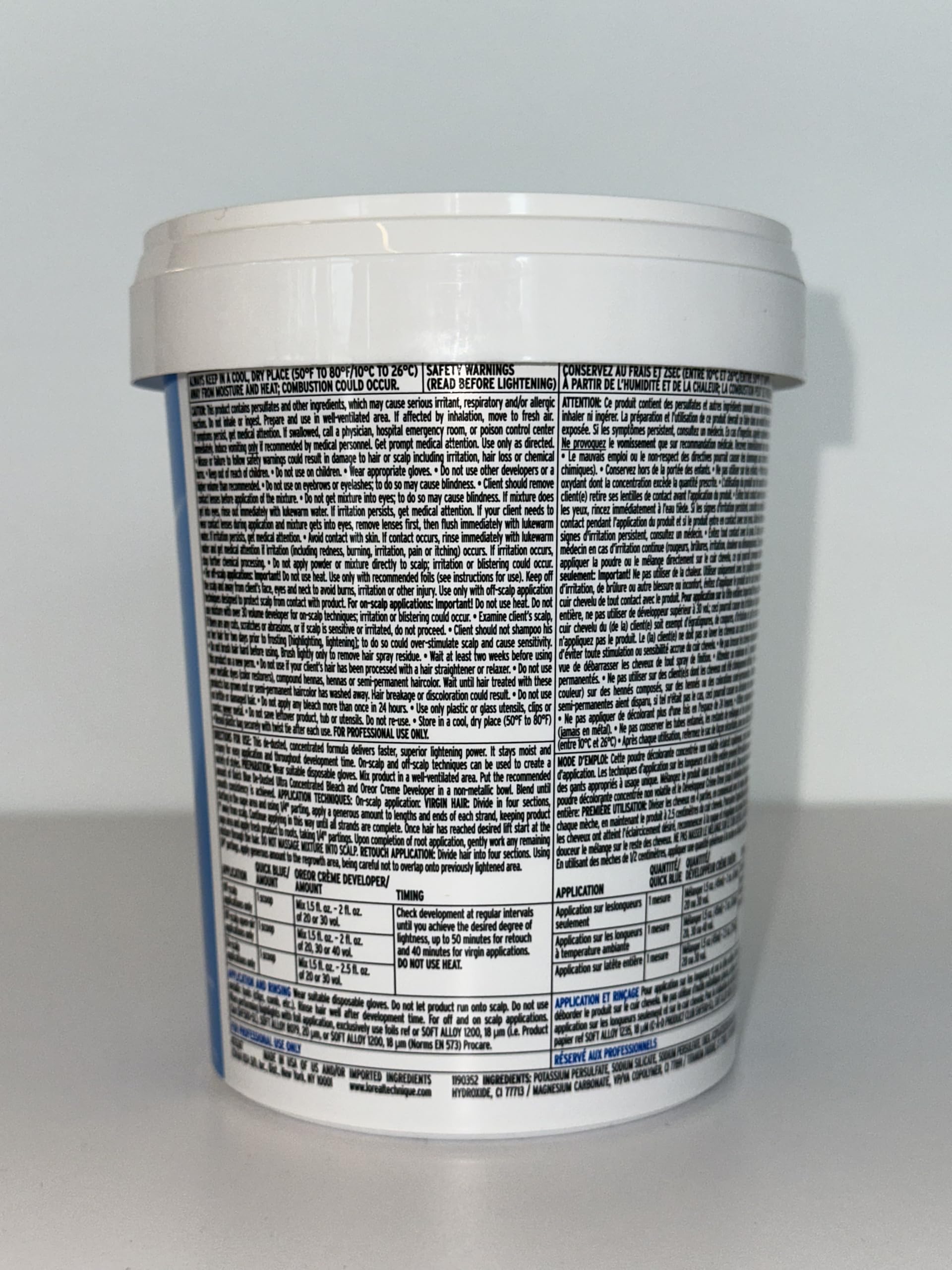 L'OREAL TECHNIQUE Quick Blue High Performance Bleach | Professional Hair Bleaching Powder | No Drip Formula | Extra Strength Lightening Action Lifts Up To 7 Levels | Single Application | 1 Pound