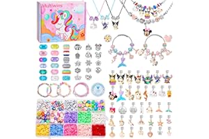 Multiwins Kit de fabrication de bracelets 1200 pièces pour filles de 5 à 12 ans, kit de fabrication de bijoux licorne sirène 
