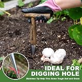 Haliaeetus Garden Dibber L-Shaped Wood Handle 5" Depth Marks Stainless Steel Tip view 4