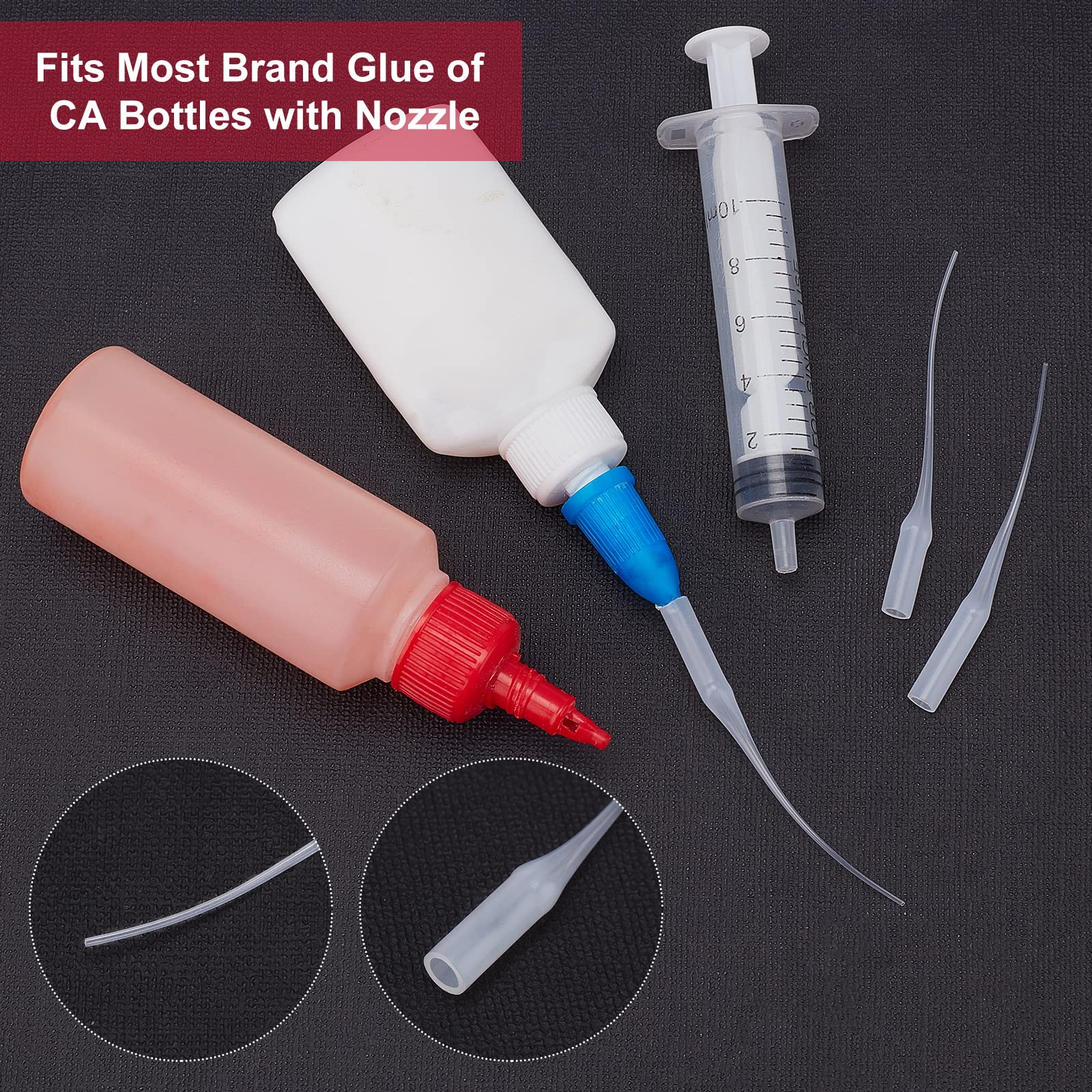PH PandaHall Glue Tips, 100pcs Plastic Glue Micro-Tips Glue Extender White Precision Applicator for Bottle Model Boats Guitar Fret Slots Hobby Projects Dispensing DIY Crafts
