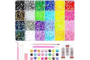 24 Colors Resin Jelly Rhinestones for Bedazzling Kit, 17200Pcs Multicolor 4mm Bedazzle Kits with Glue 3 PCS, Bedazzled Kit fo