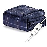 Sunbeam Royal Ultra Rodeen Blue Plaid Heated Personal Throw / Blanket, Cozy-Warm, Adjustable Heat Settings