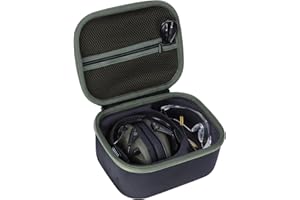 Peyyargo Storage Case Compatible with Walker's Razor Slim Shooting Hearing Protection Electronic Earmuffs (Black + Military Green Zipper)