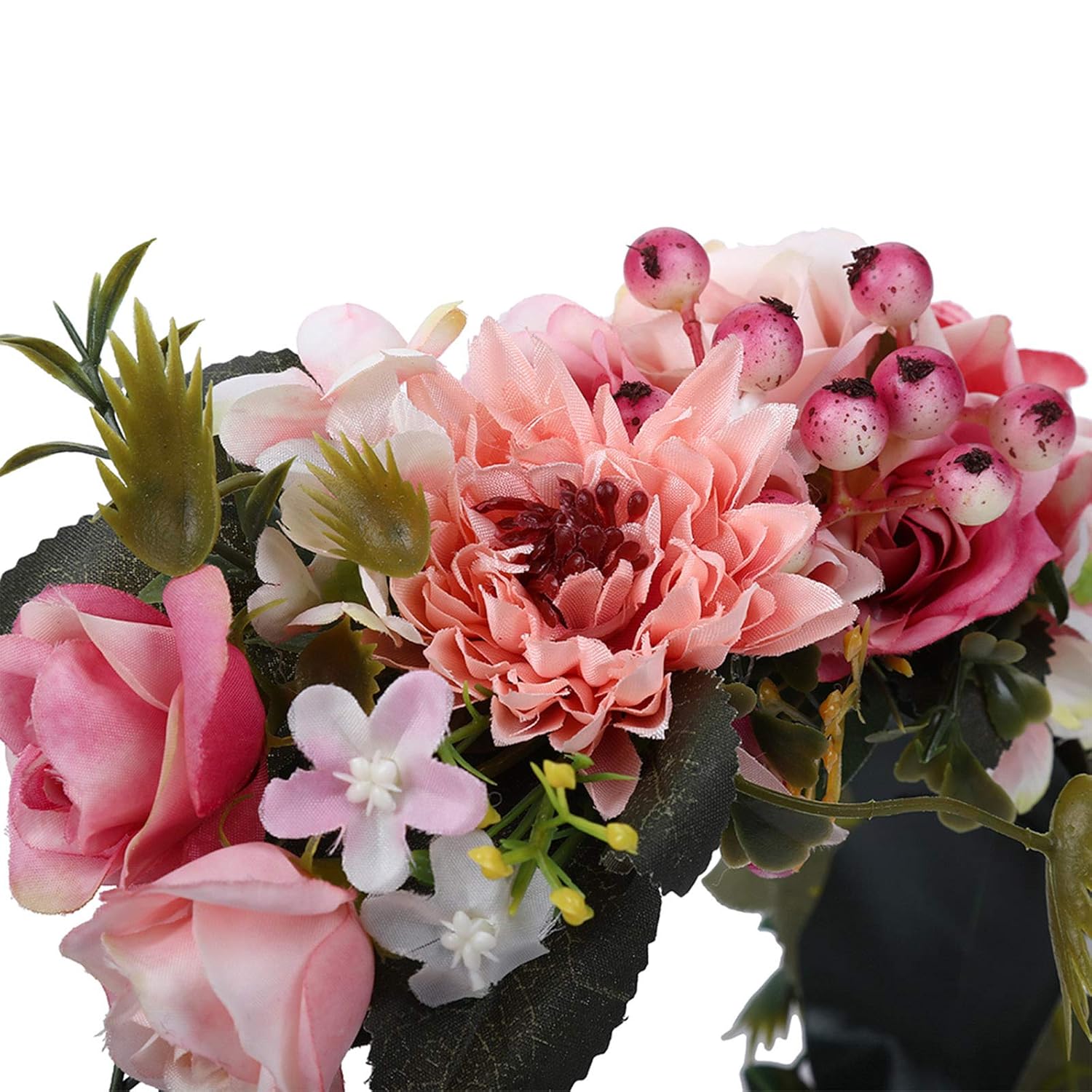 Awaytr Boho Blumenkrone Stirnband Festival Kopfschmuck Handgefertigt Blume Haarkranz Mit Band Beere Blumenstirnband Fur Frauen Und Madchen Kleid Damen Accessoires