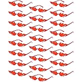 Hoteam 24 Pairs Fire Flame Sunglasses for Women Fire Flame Glasses Retro Wave Rimless Shaped Glasses for Men Party Costume